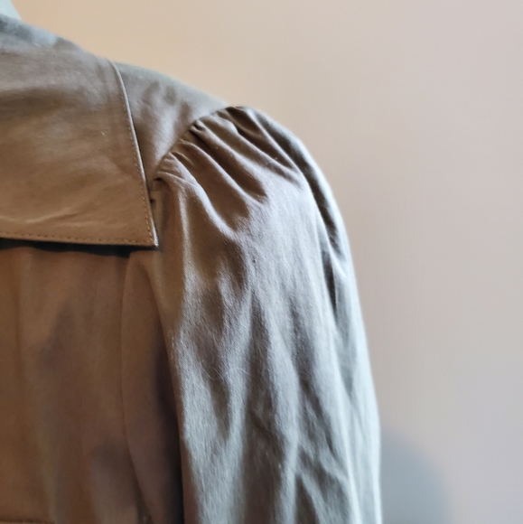 DVF Vintage Khaki Tan Safari Shirt Button Dress w Tie - Picture 3 of 10